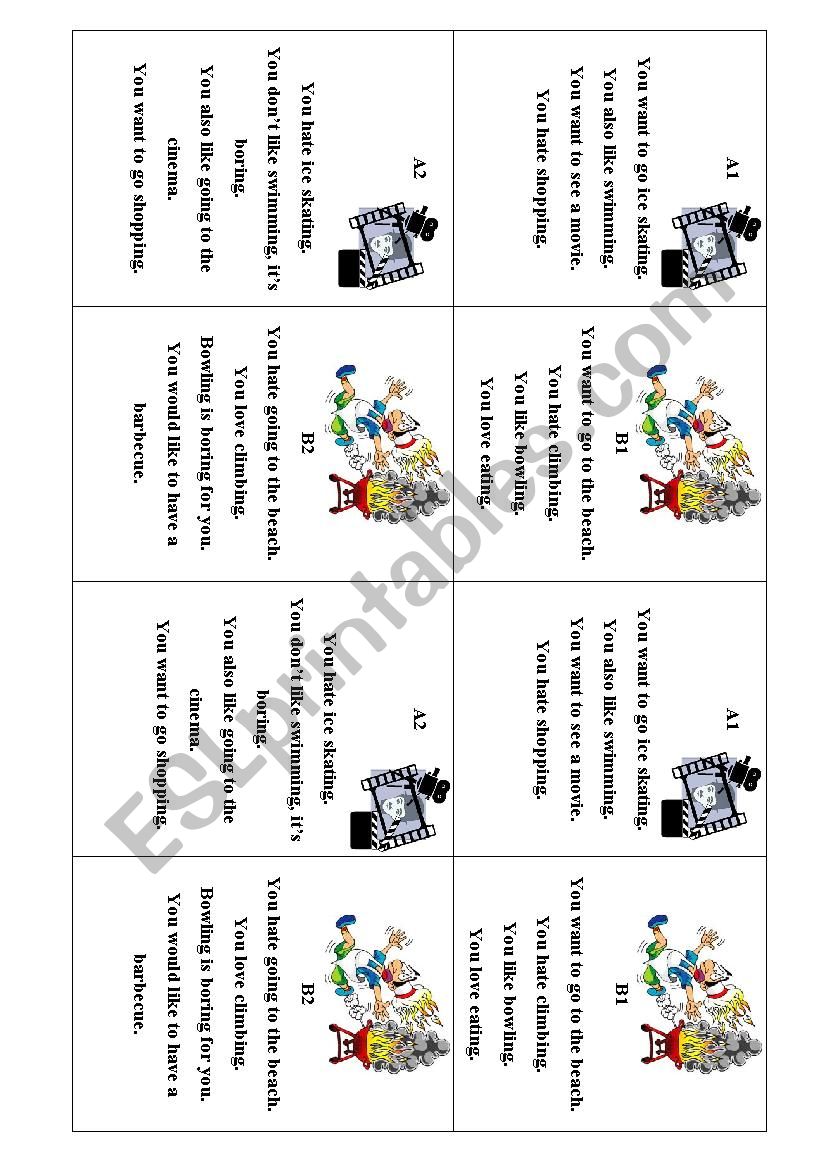 Speaking activity cards - negotiation