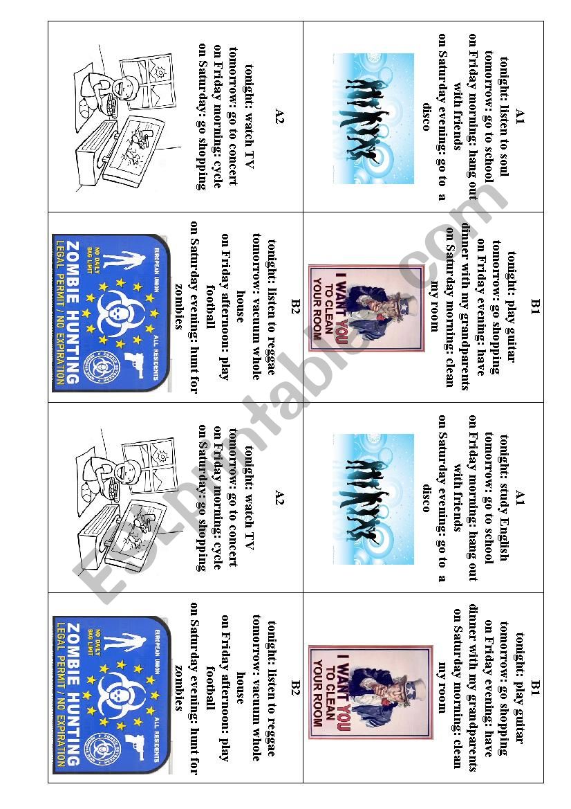 Speaking activity cards - future arrangement