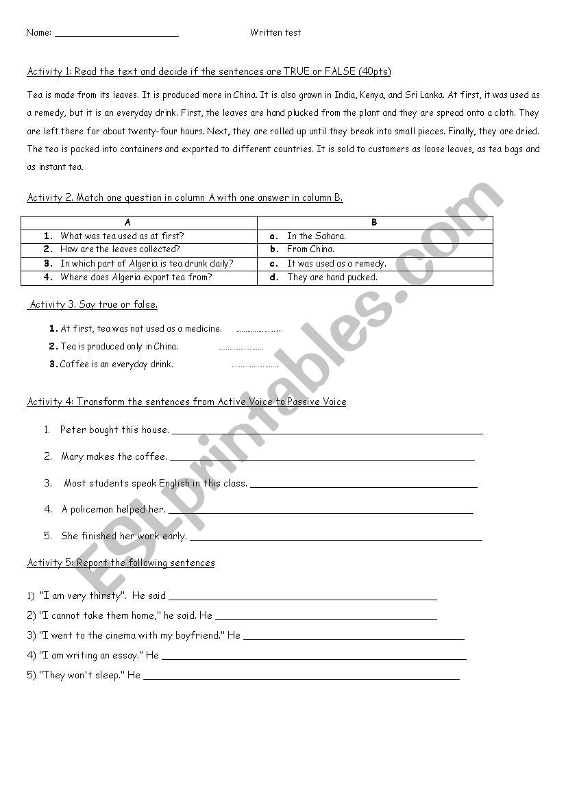 Passive Voice worksheet