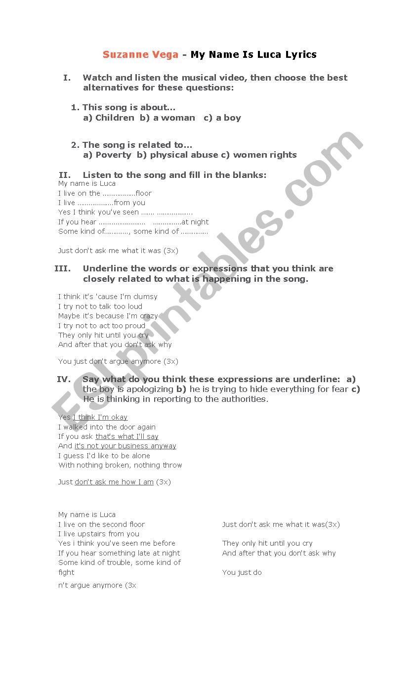 Song about children physical abuse