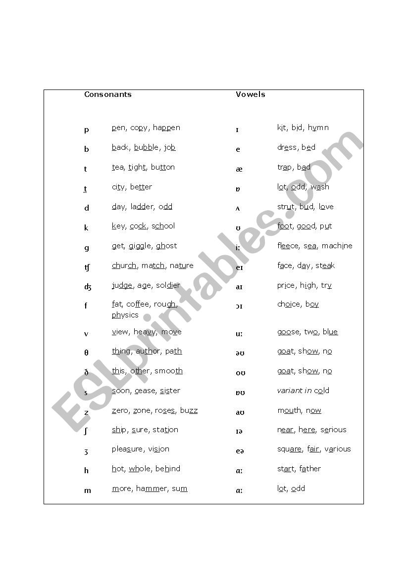 Consonants and vowels worksheet