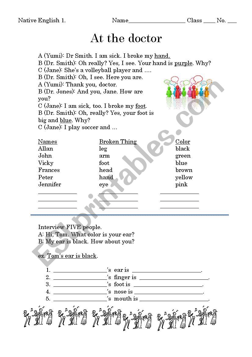 At the doctor - dialogue worksheet