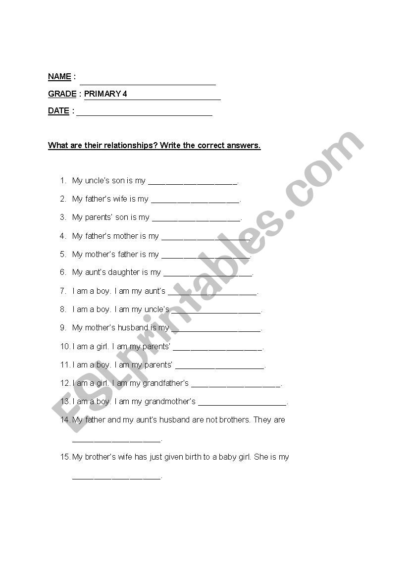 Vocabulary Primary 4 worksheet