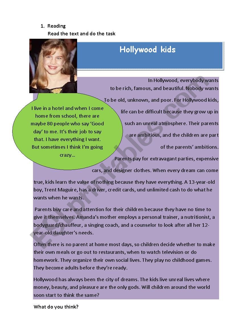 kidÂ´s life worksheet