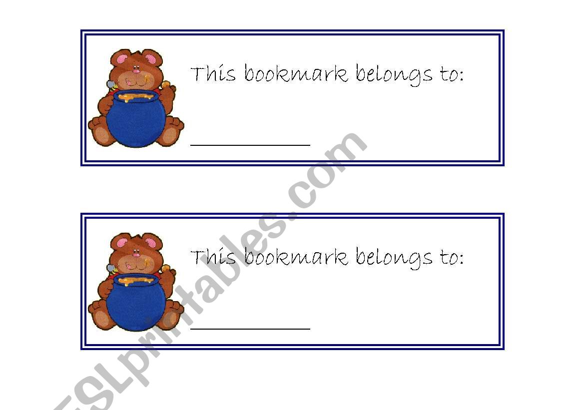 Bookmarks worksheet