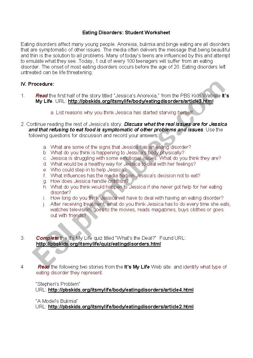 student instruction worksheet