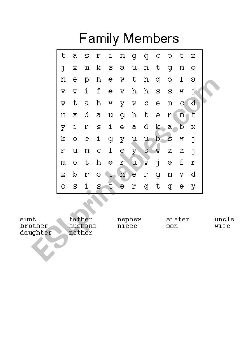 Family Members worksheet