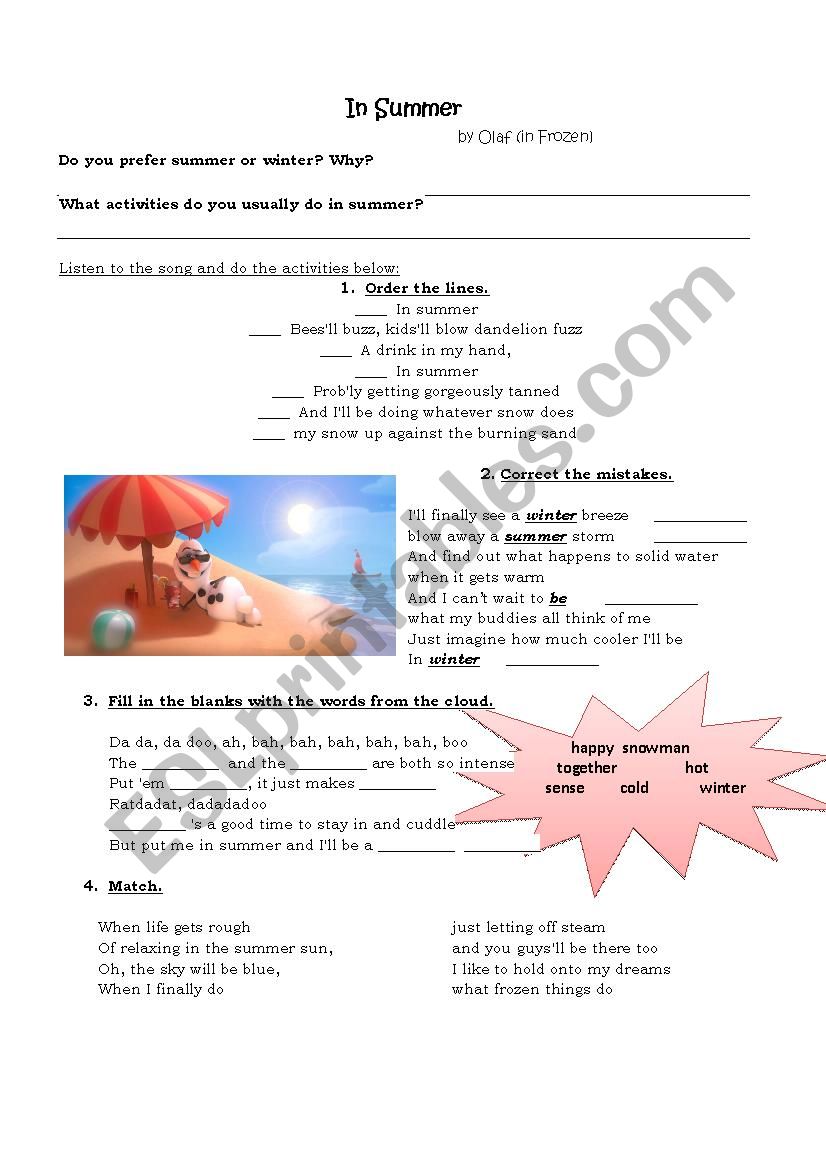 in-summer-olaf-frozen-esl-worksheet-by-carolina-sanchez-romera-hotmail