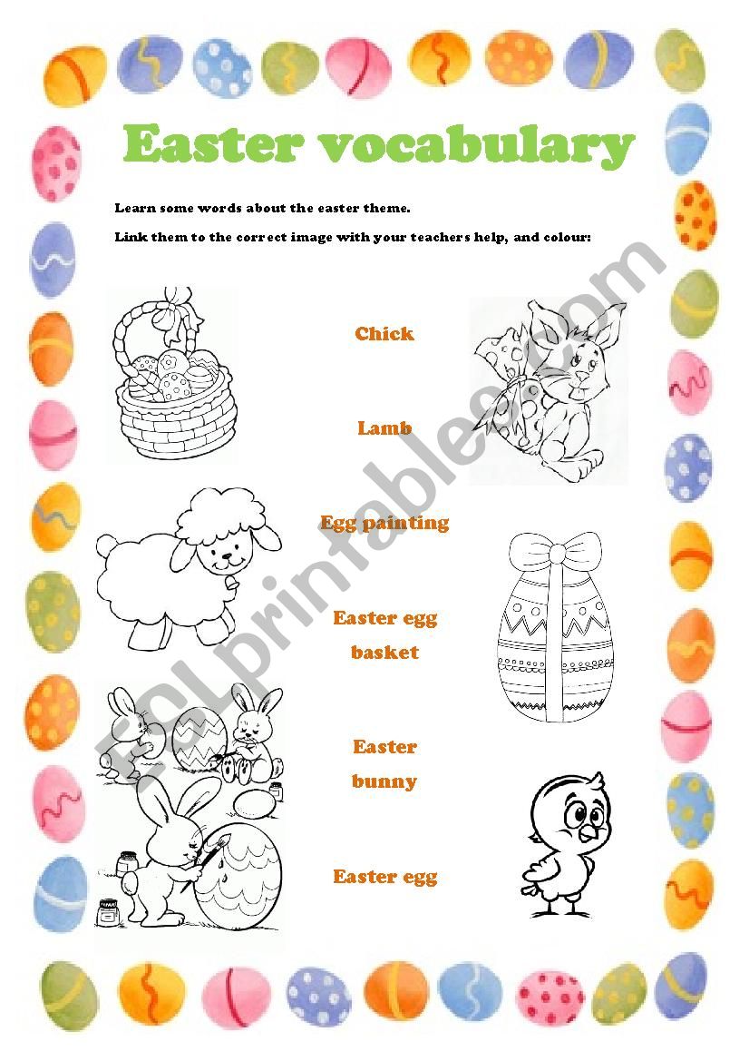 Easter vocabulary worksheet