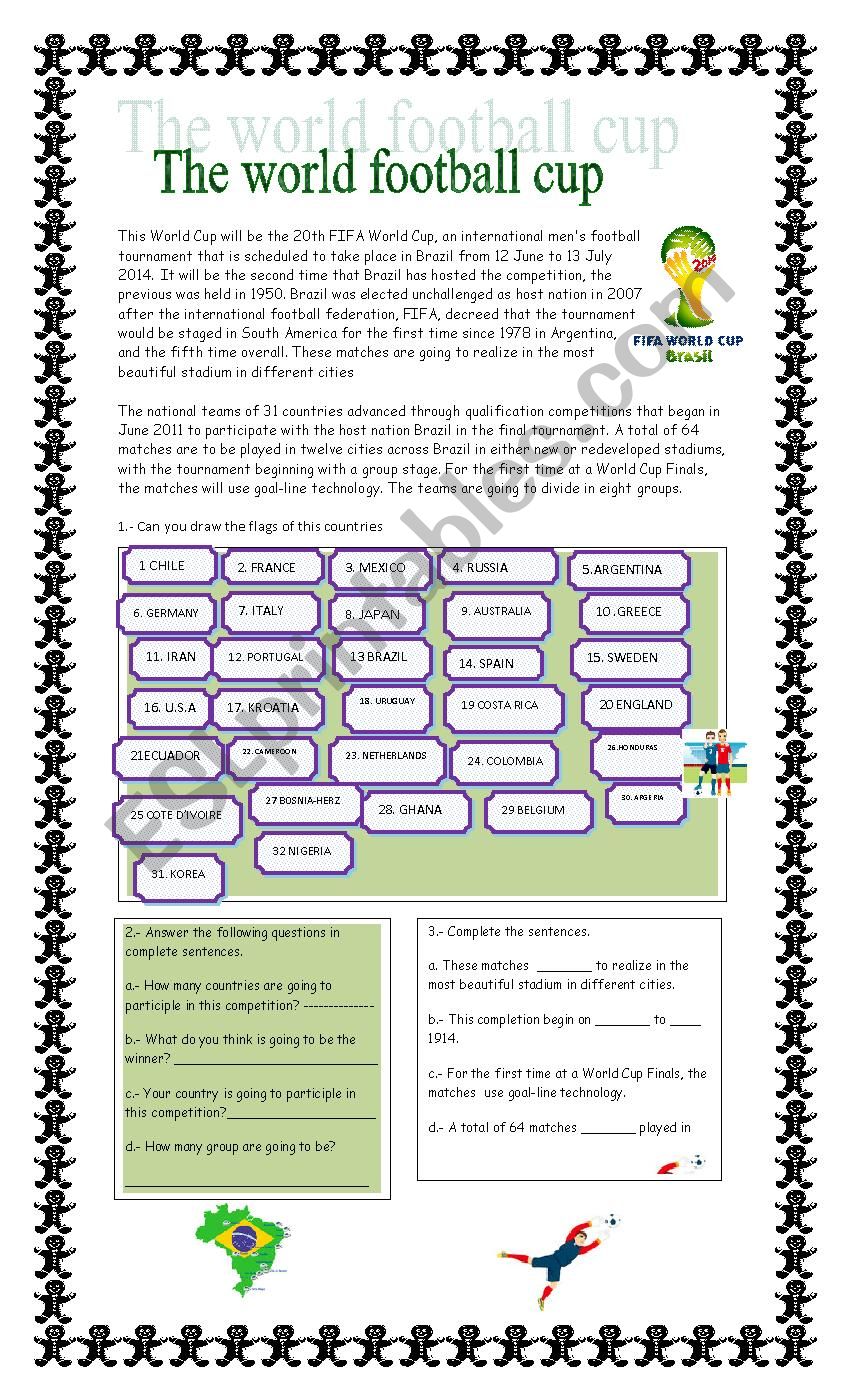 The world football cup worksheet