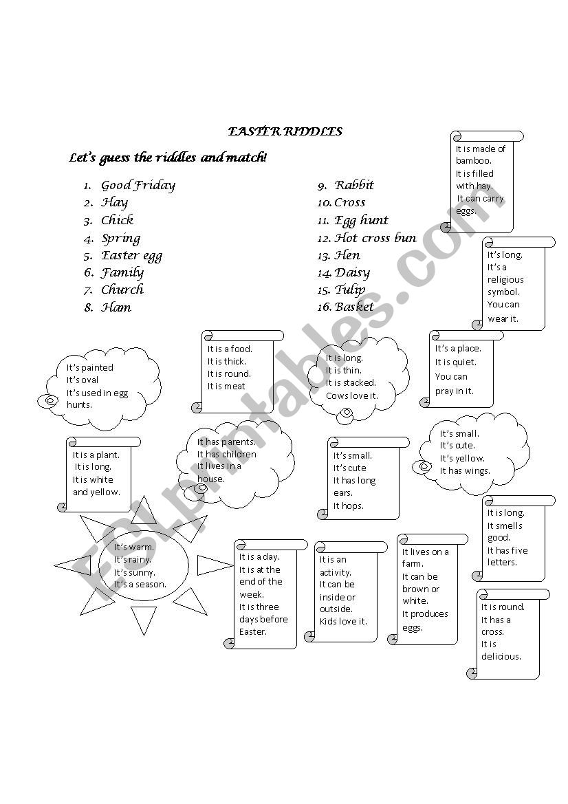 Easter riddles worksheet