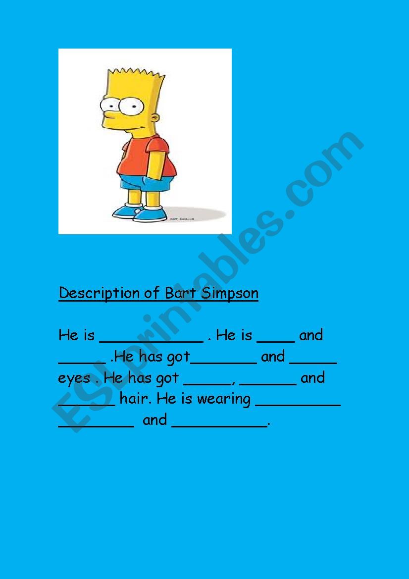 A description of Bart Simpson.