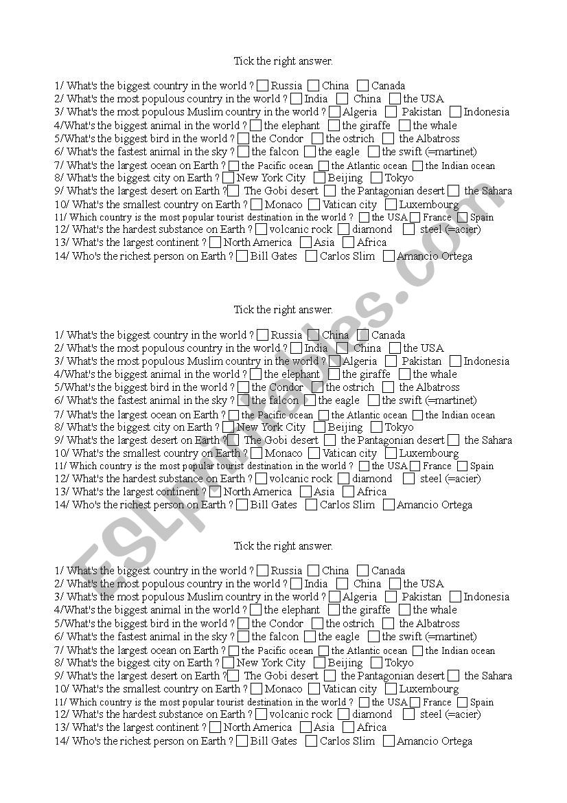 MCQ on records worksheet