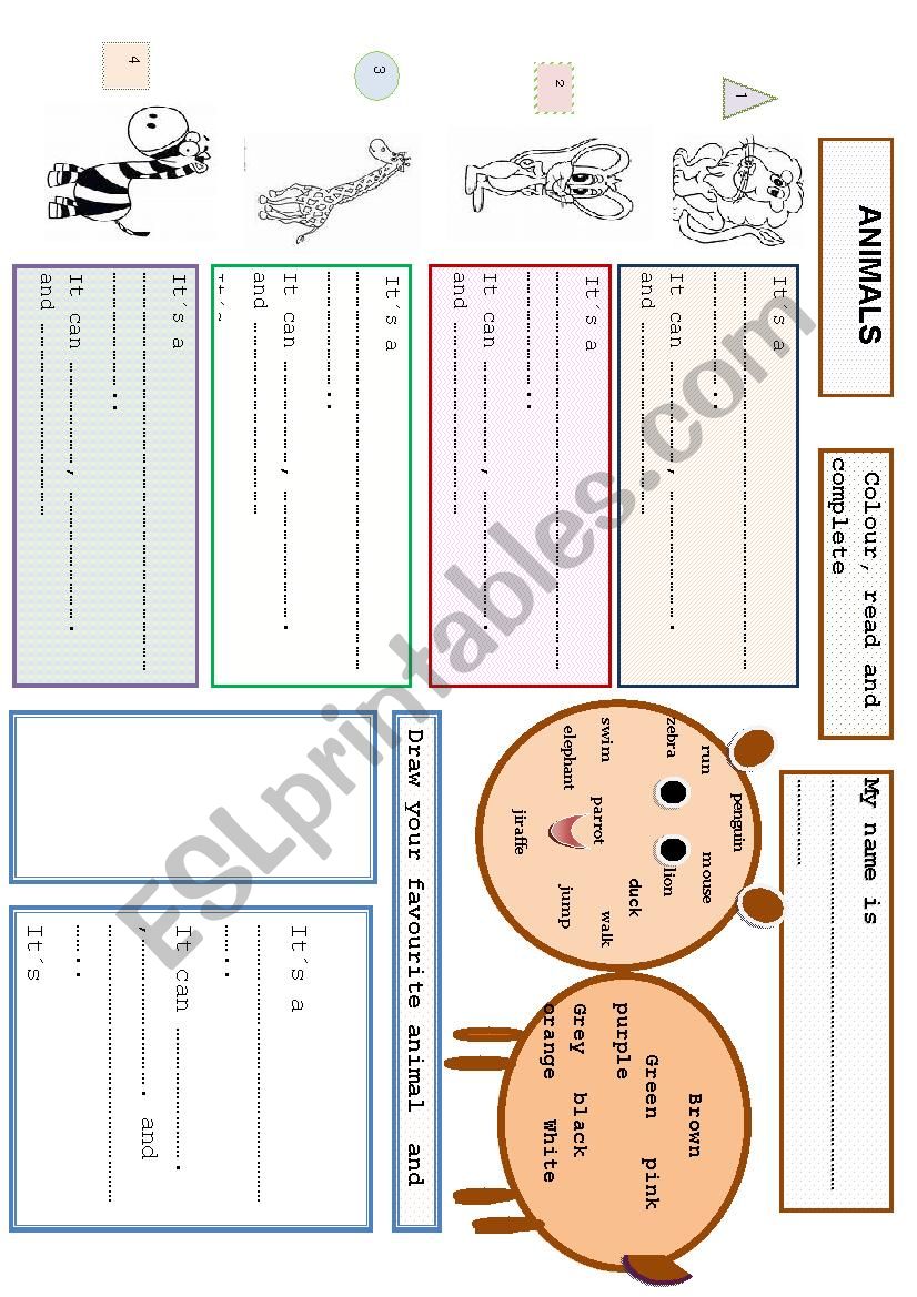 LETS DESCRIBE ANIMALS worksheet