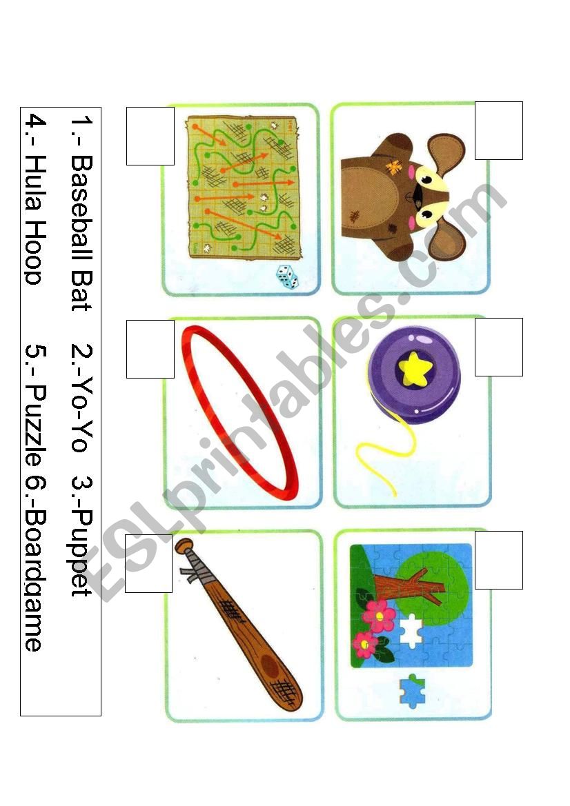 Toys worksheet