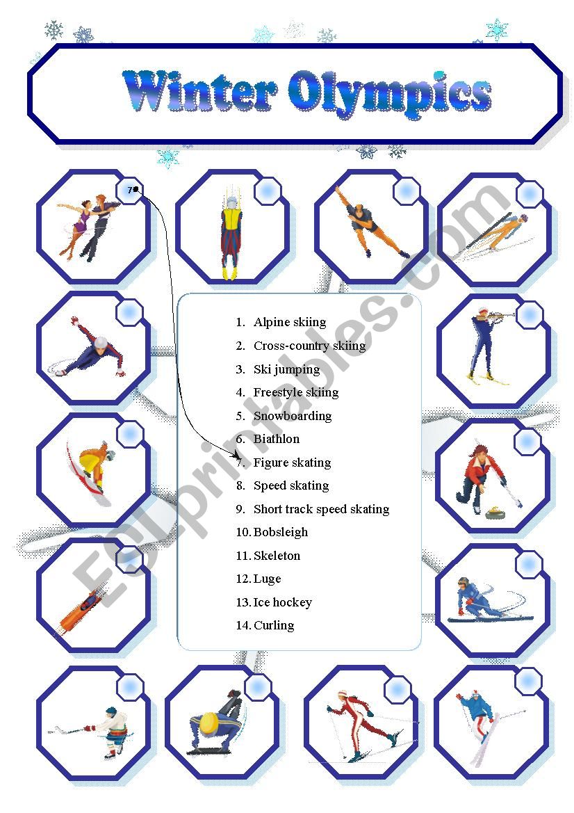 Winter Olympics Matching Esl Worksheet By Sonn