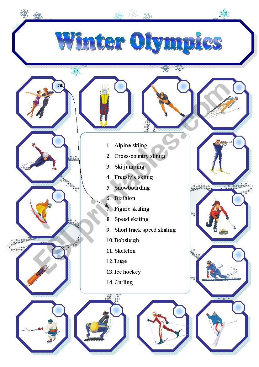 Winter Olympics. Matching. worksheet