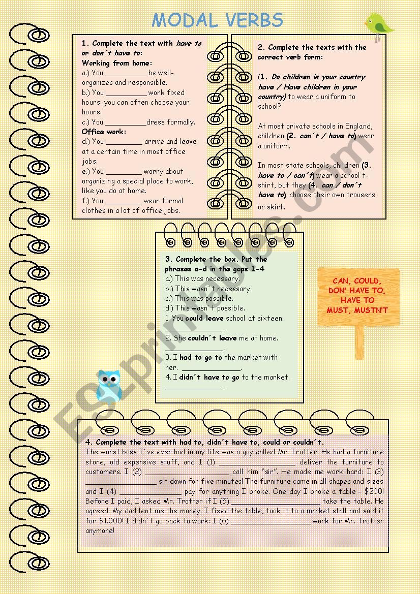 Modal Verbs worksheet