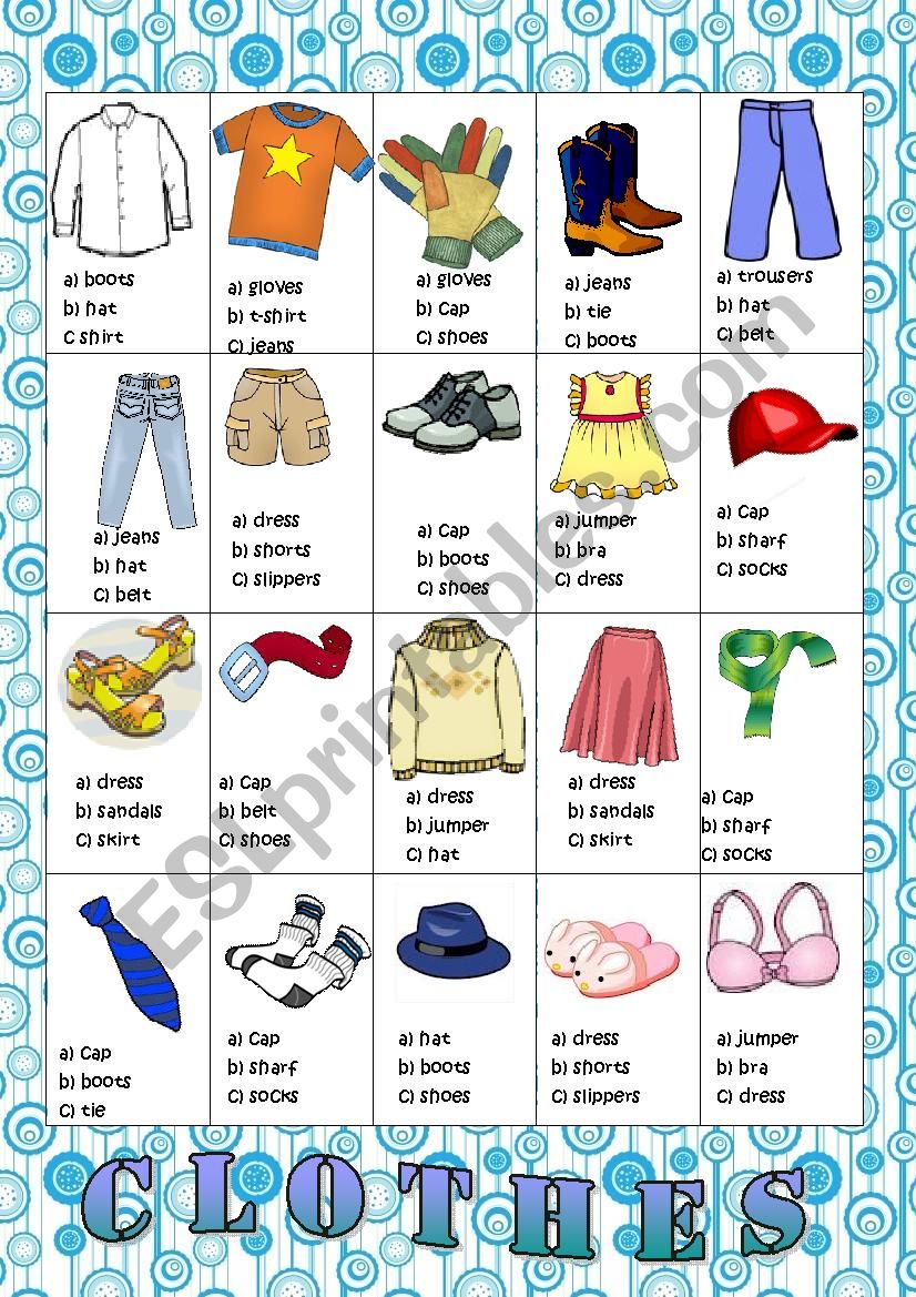 Clothes quiz worksheet