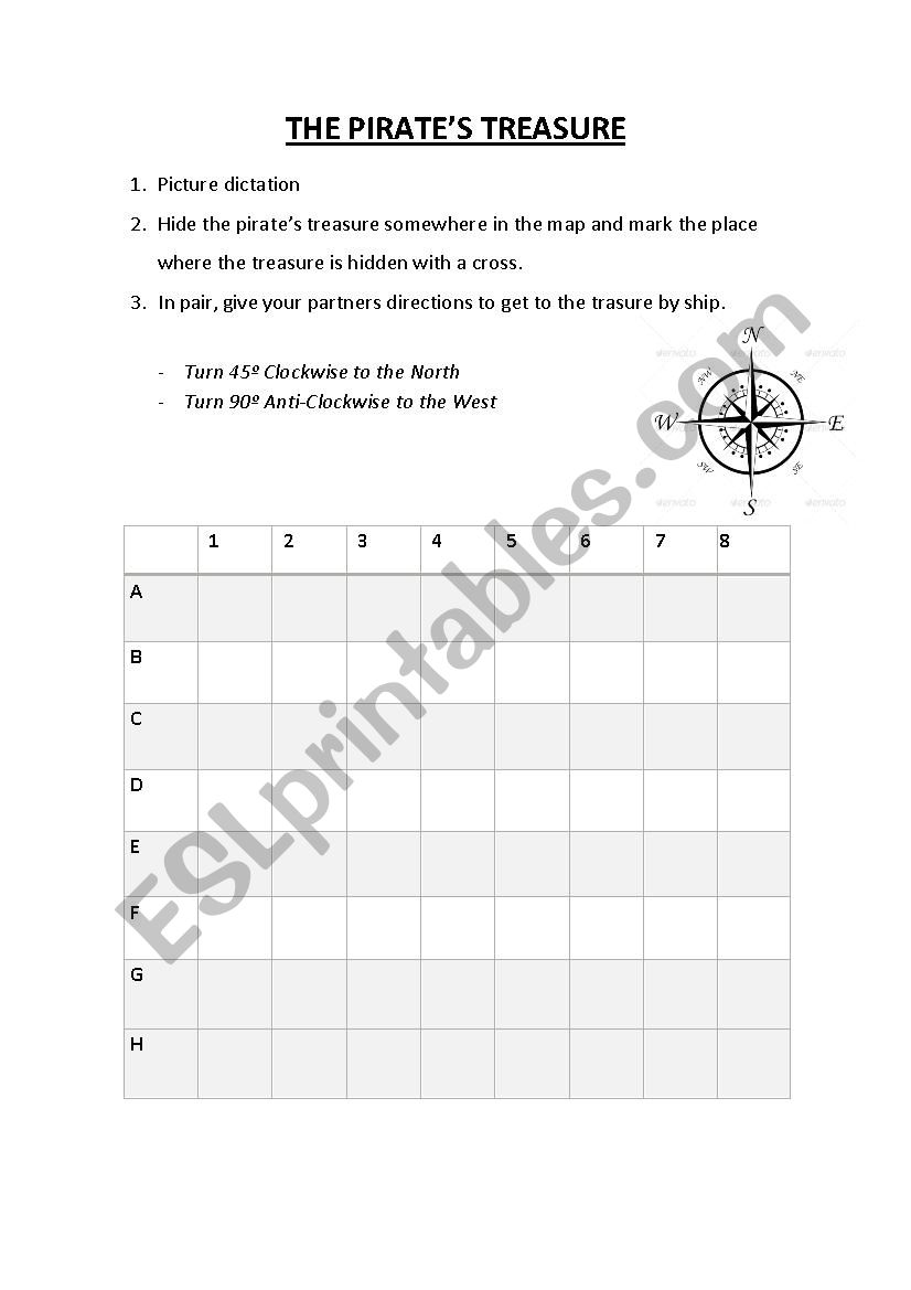 The pirateÂ´s treasure worksheet