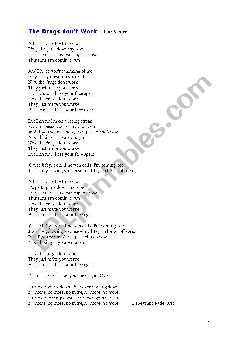 The Drugs donÂ´t work anymore worksheet