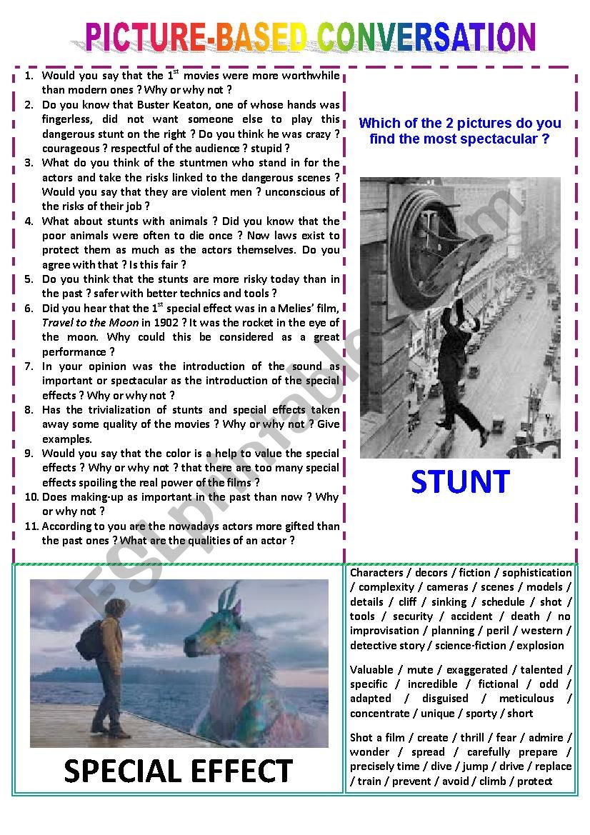 Picture-based conversation : topic 42 - stunt vs special effect