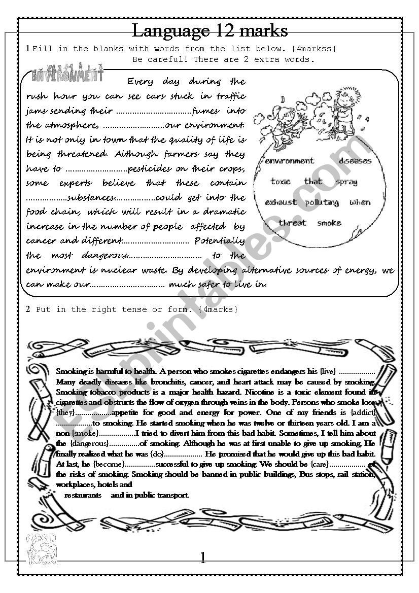 9TH FORM TEST worksheet