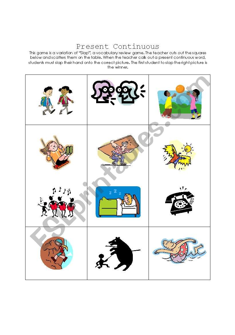 Present Continuous Slap! worksheet