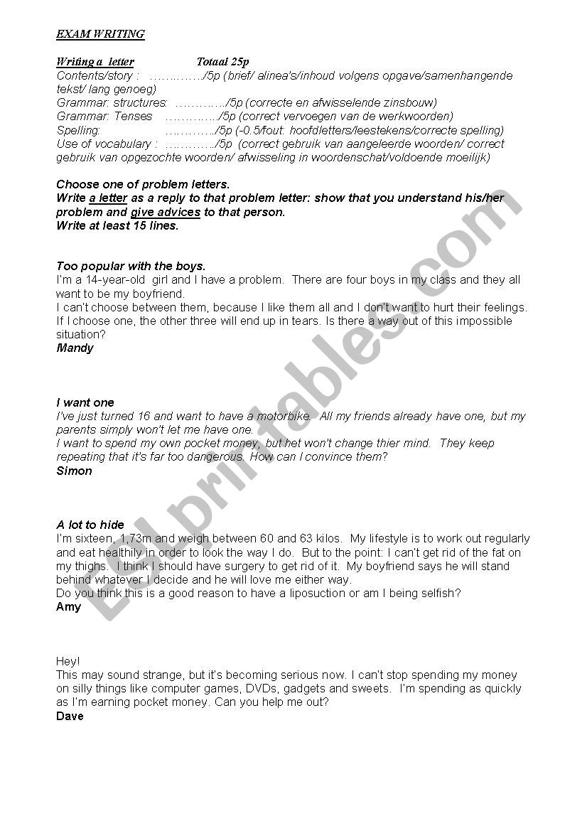 WRITING SKILL worksheet