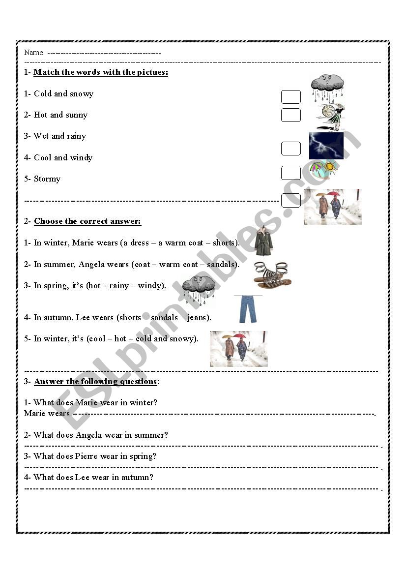 weather worksheet