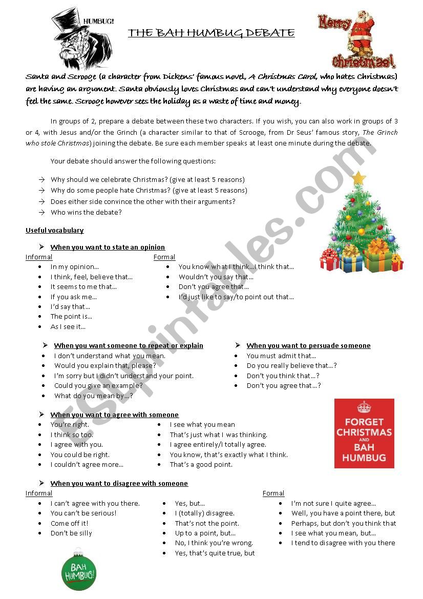 The Bah Humbug Debate worksheet