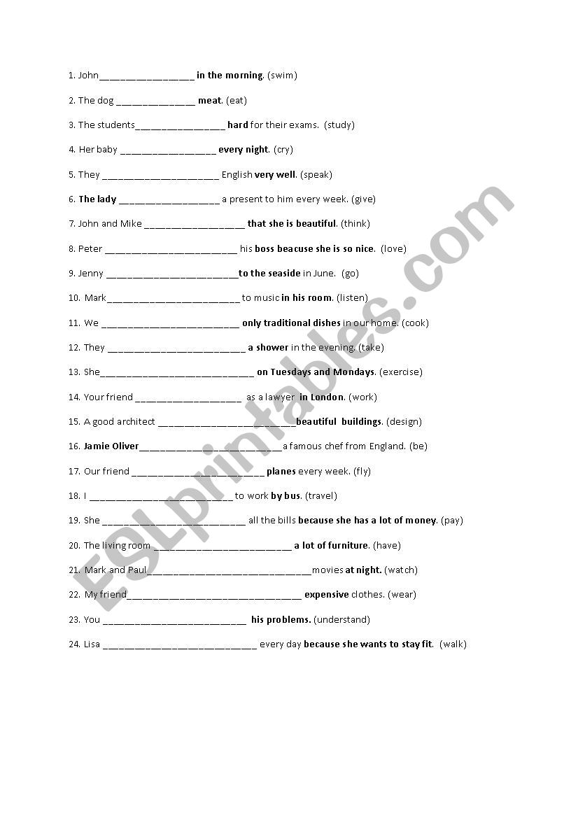 Present Simple worksheet