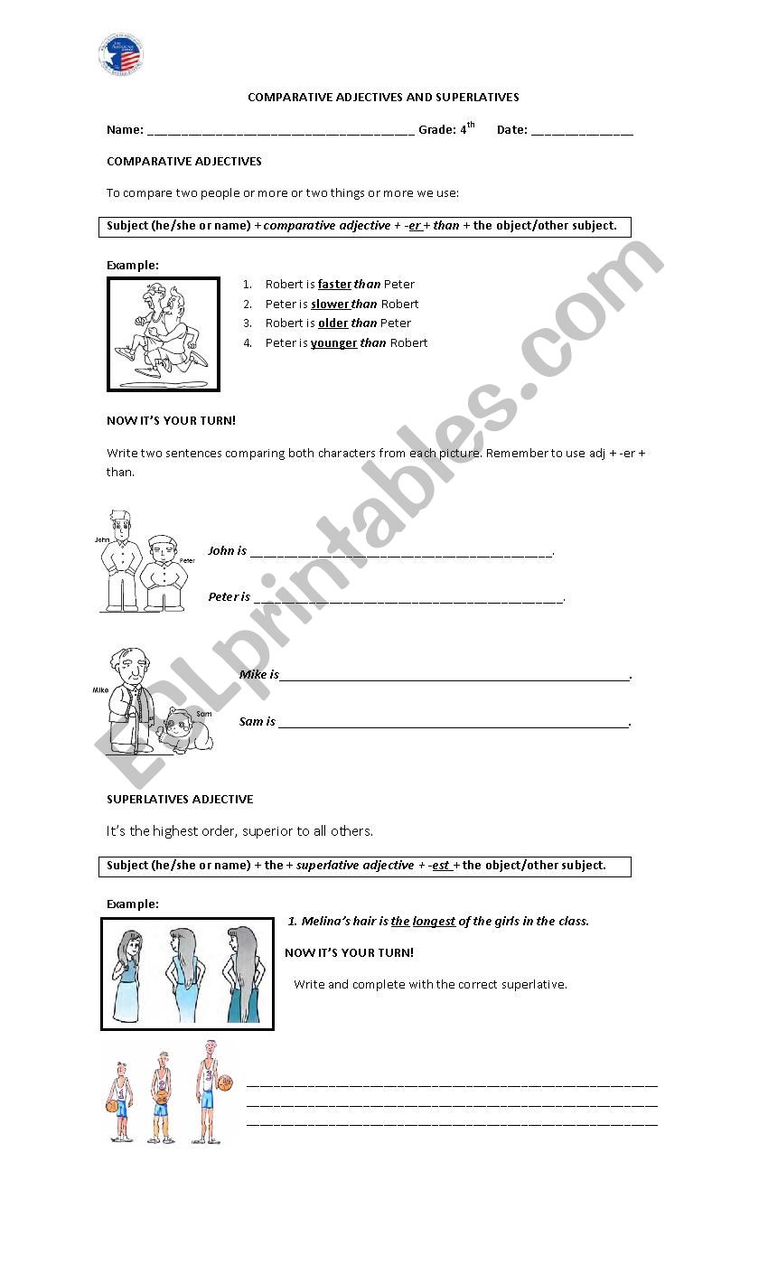 comparatives and superlatives worksheet