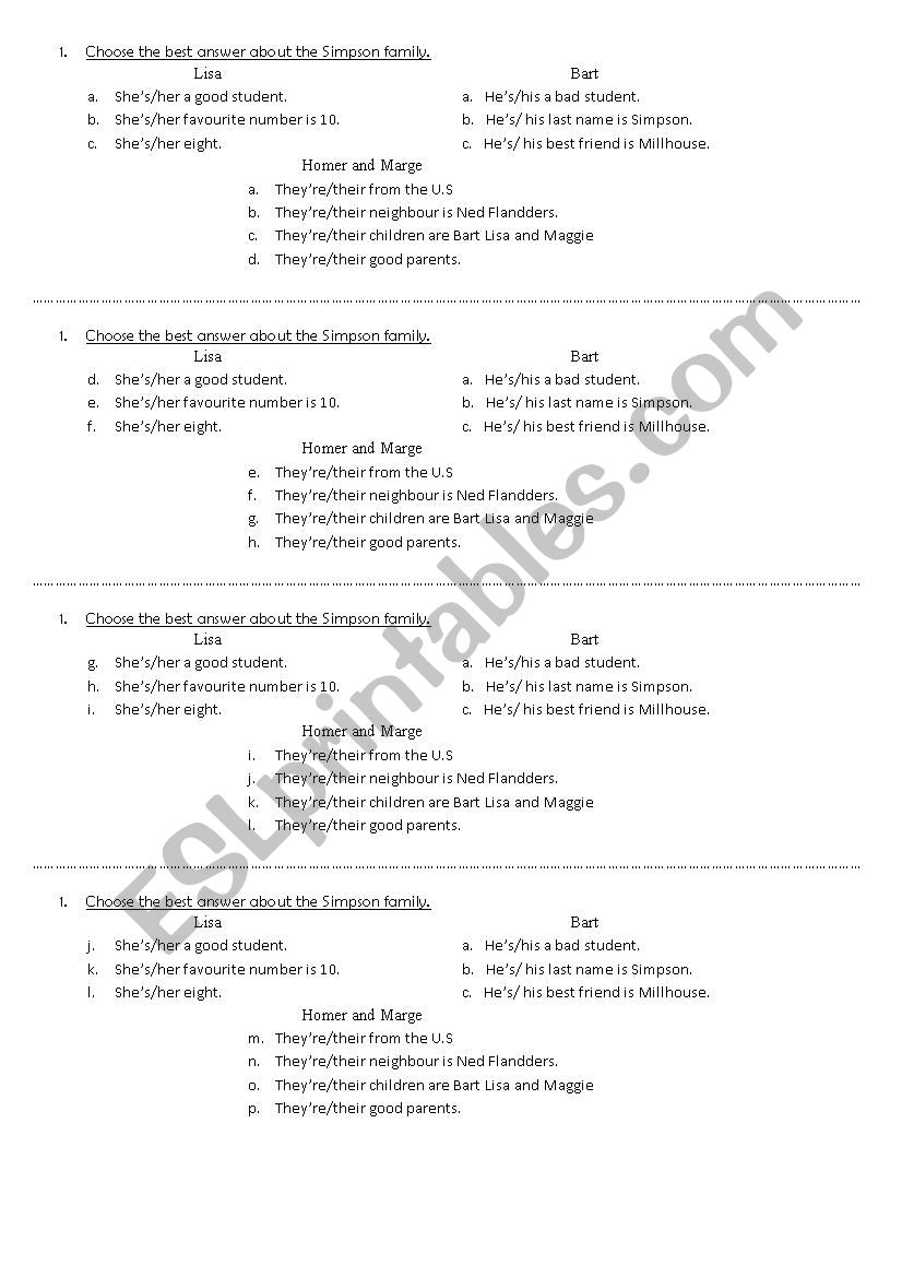 Personal Pronouns and Possessive Adjectives Practice