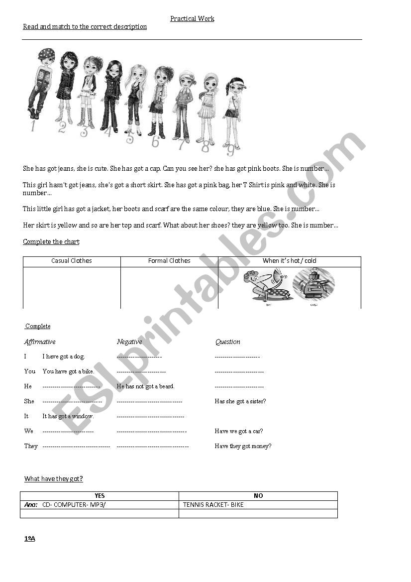 Clothes worksheet