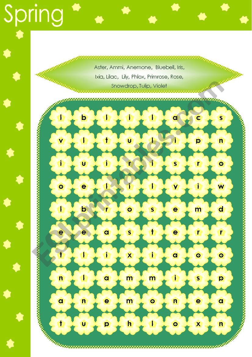 Spring and Flowers worksheet