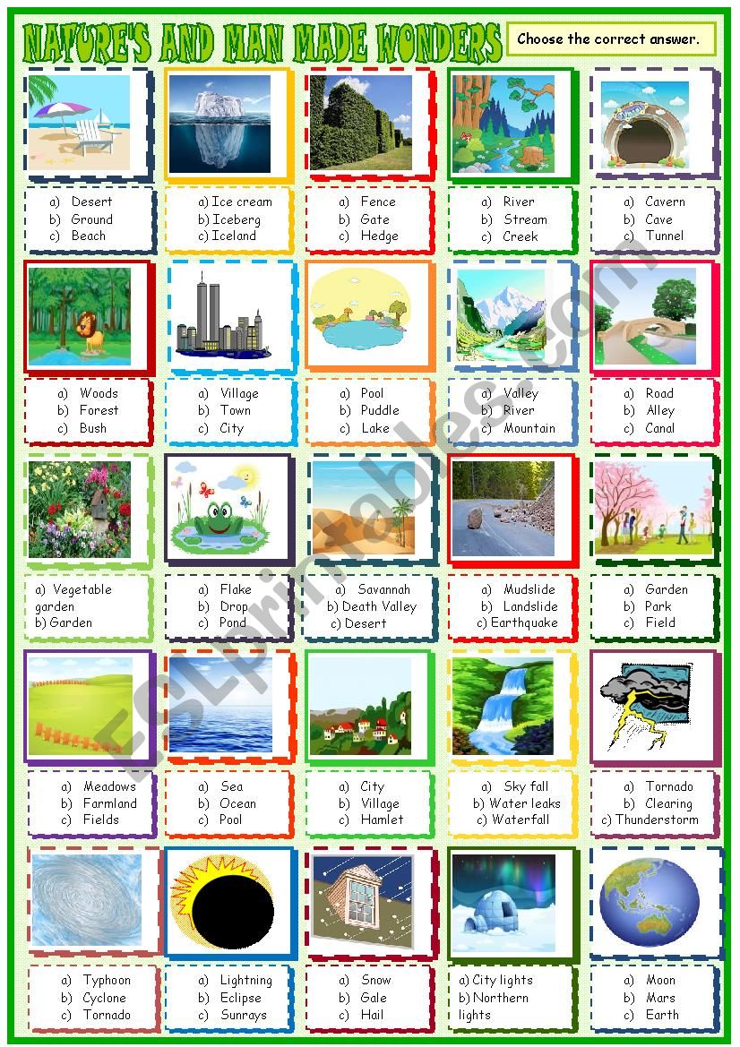 Natures and man made wonders : multiple choice ativity part 2