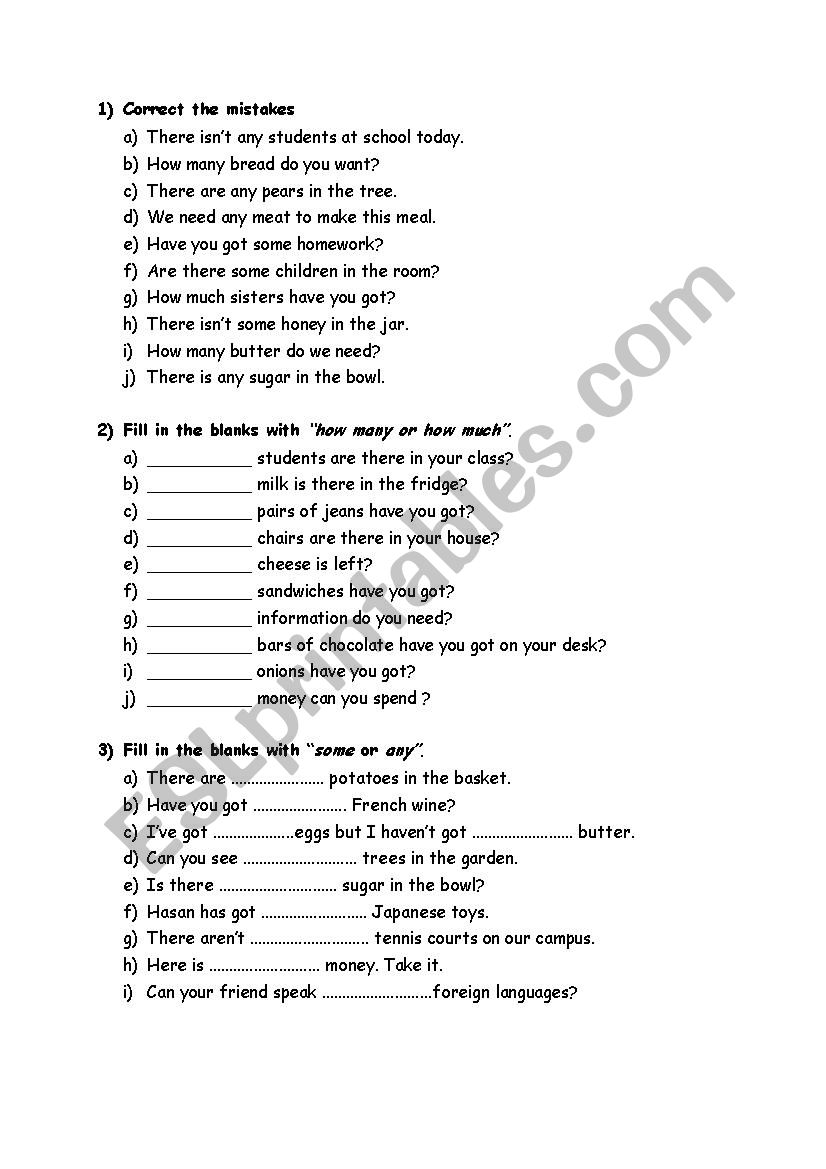 Exam  worksheet