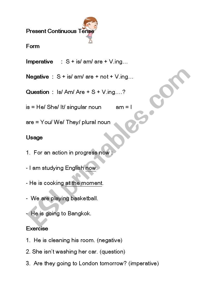 Present Continuous Tense worksheet