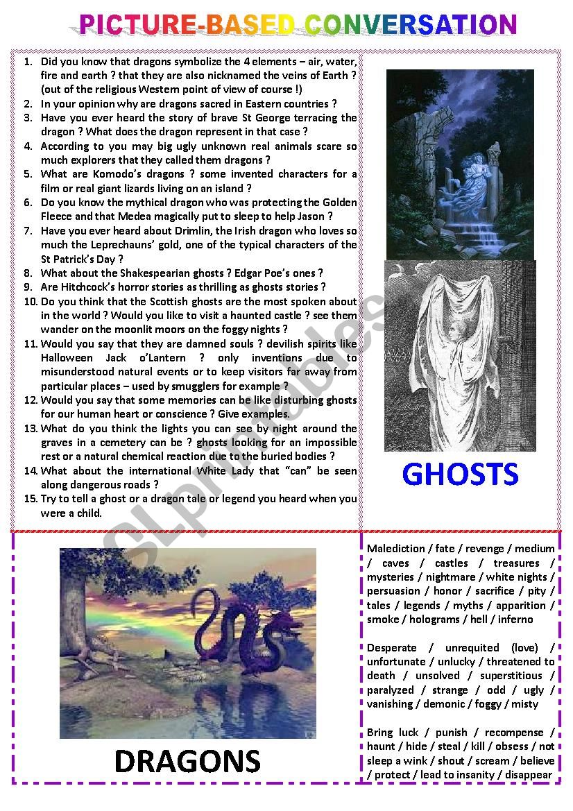 Picture-based conversation : topic 45 - ghosts vs dragon.