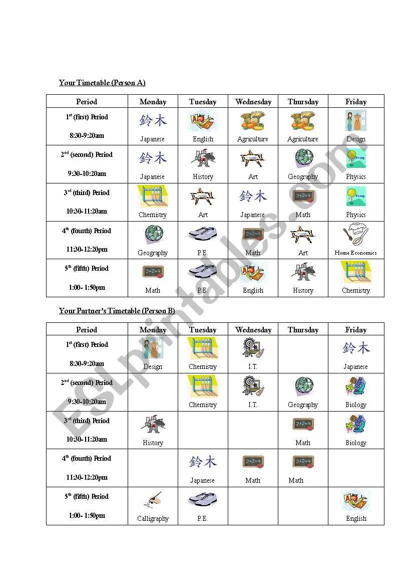 School Subjects Timetable Information Gap