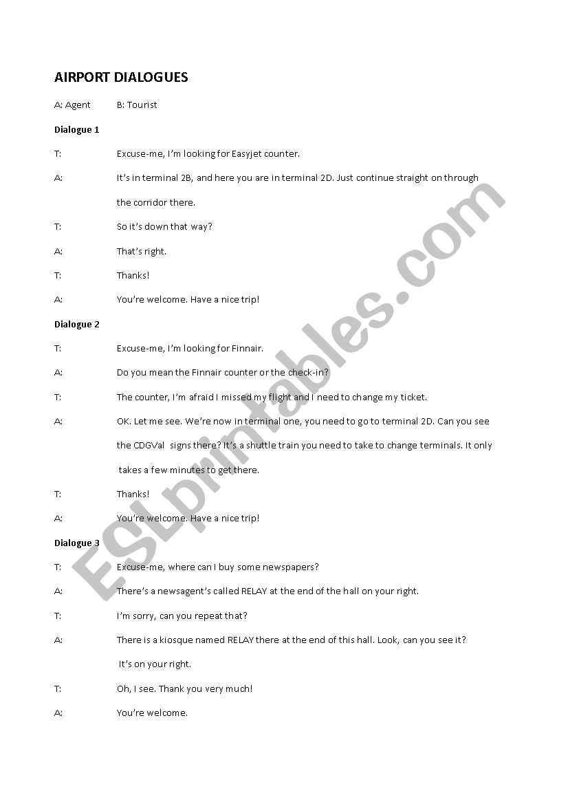 Airport dialogues worksheet