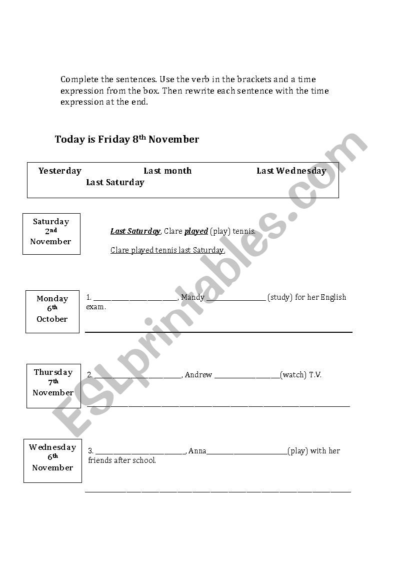 Past Tense worksheet