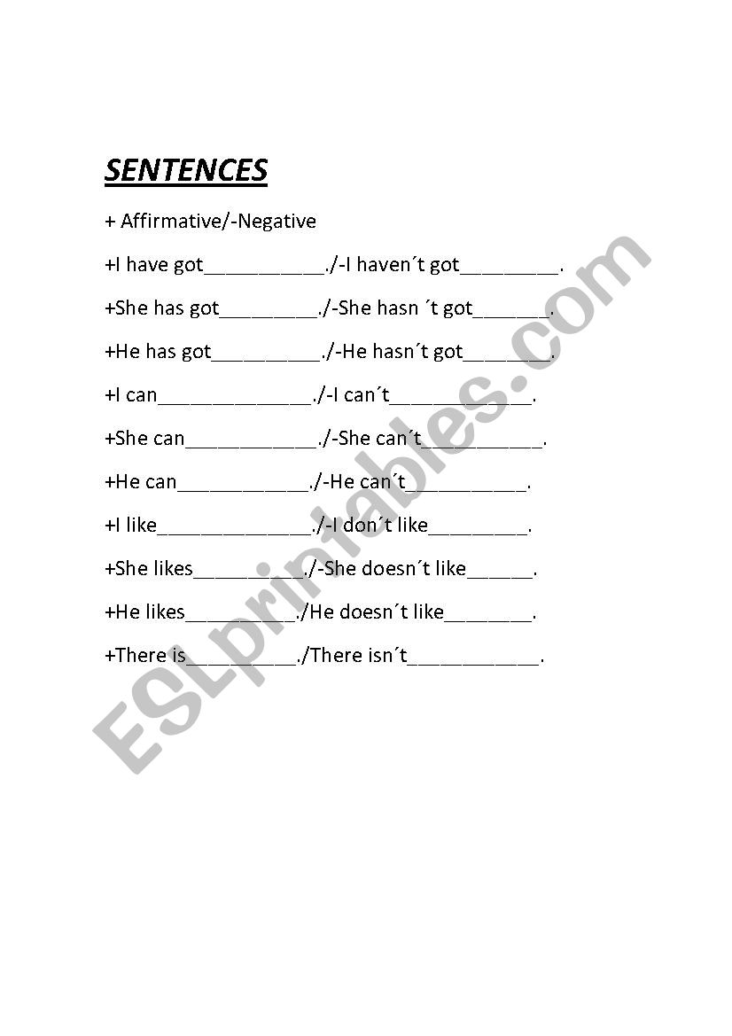 Sentences can, do, have... worksheet