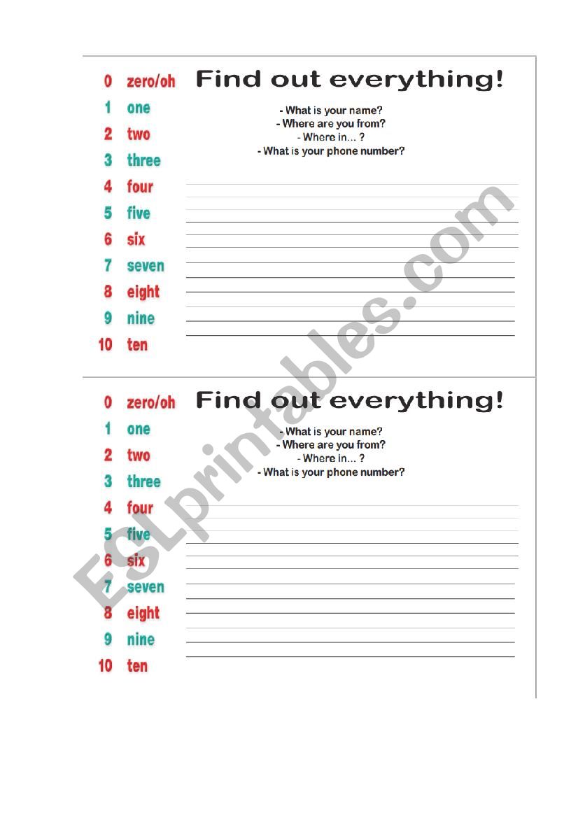 Question Cards worksheet