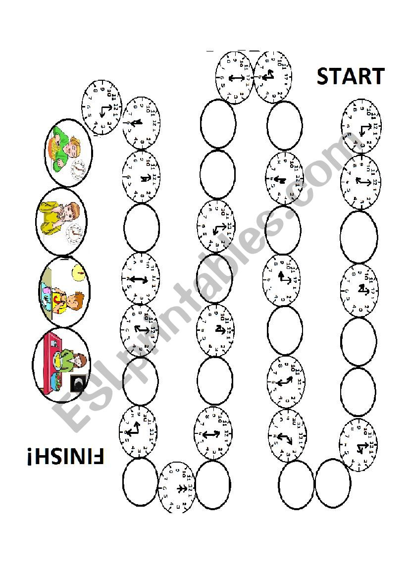 telling the time - board game worksheet