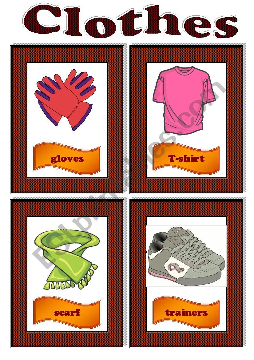 Clothes. Flash-cards. Part I. worksheet