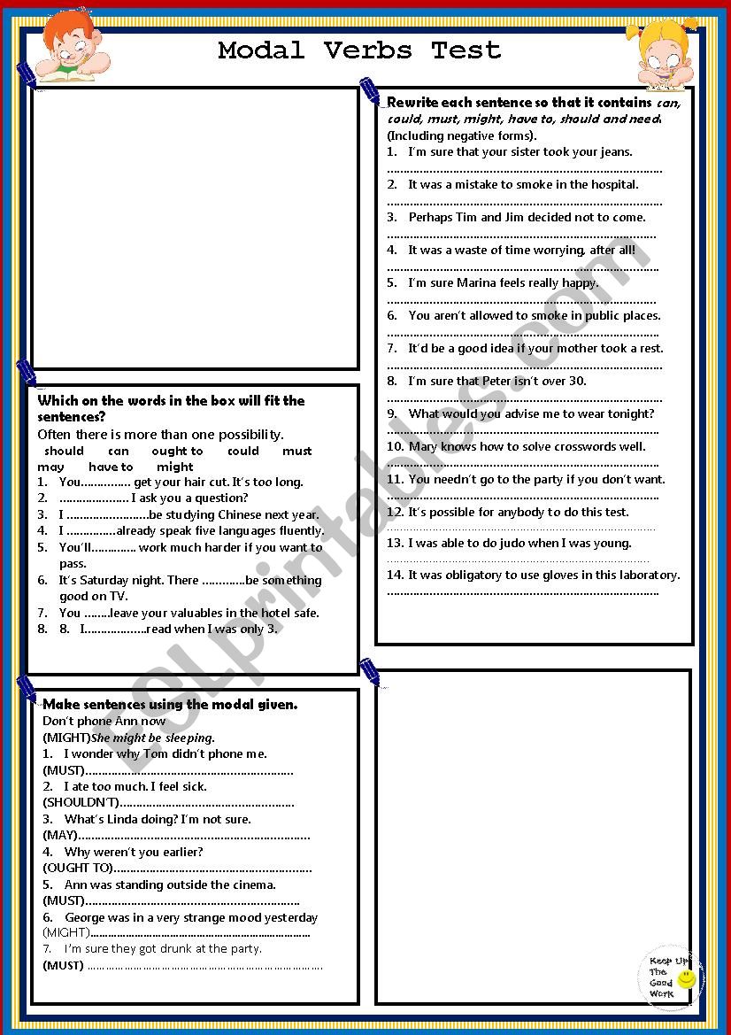 Modal Verbs Test  worksheet