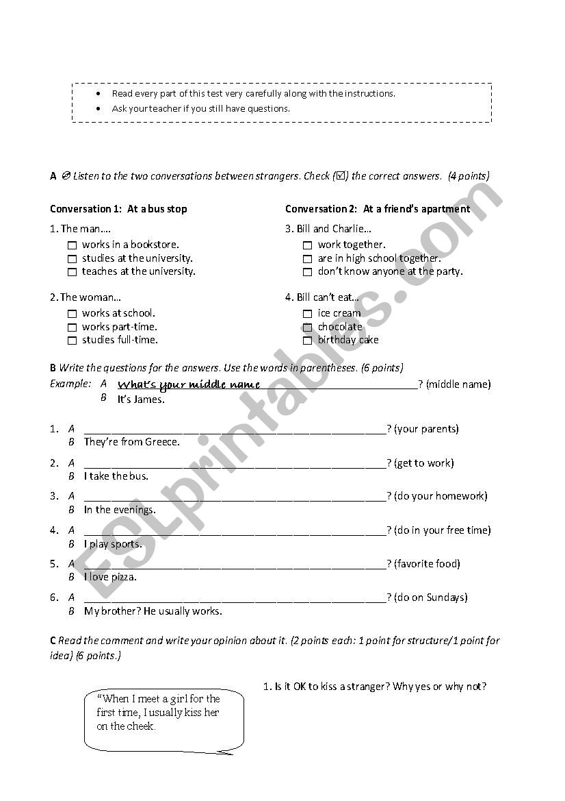 Practice worksheet