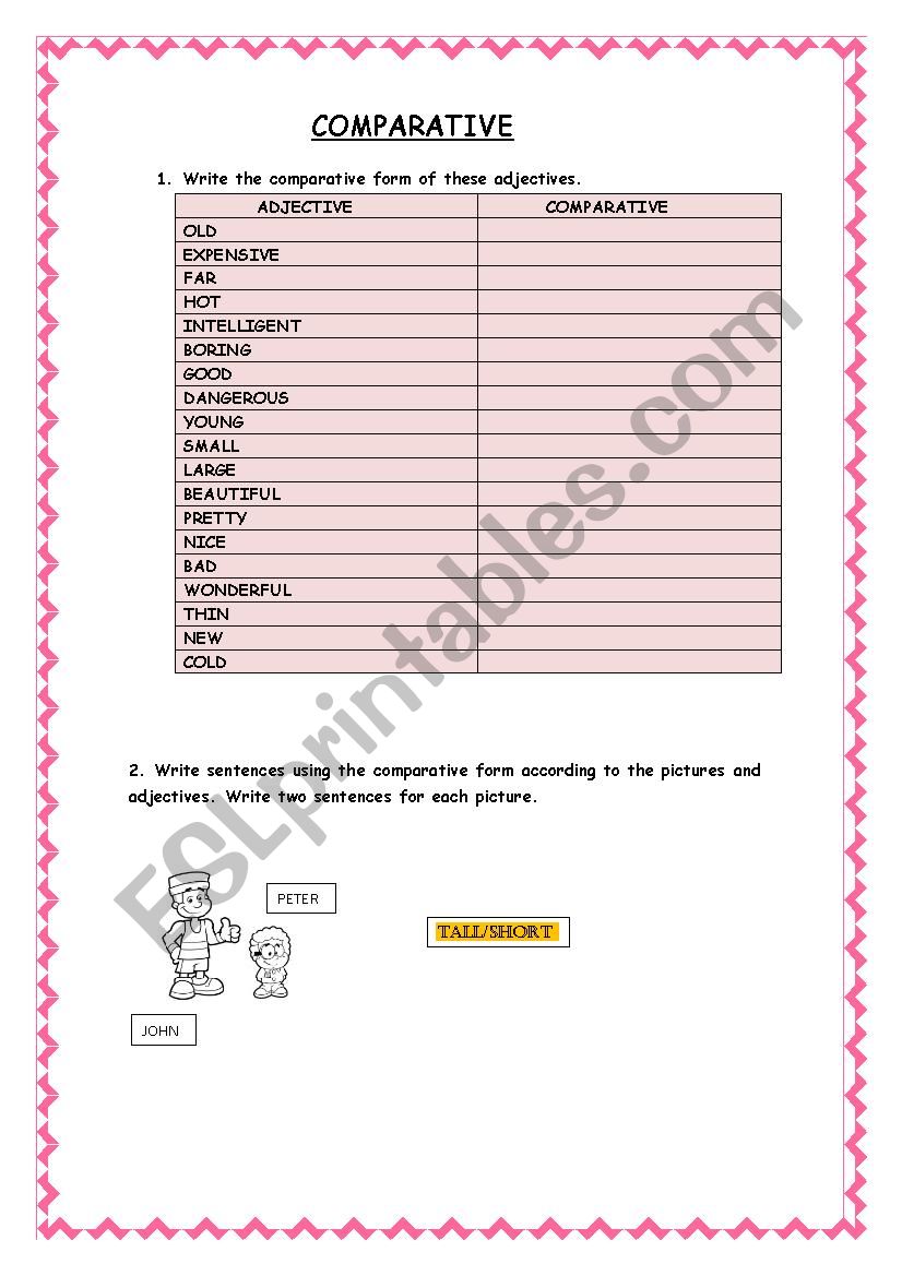 COMPARATIVE worksheet